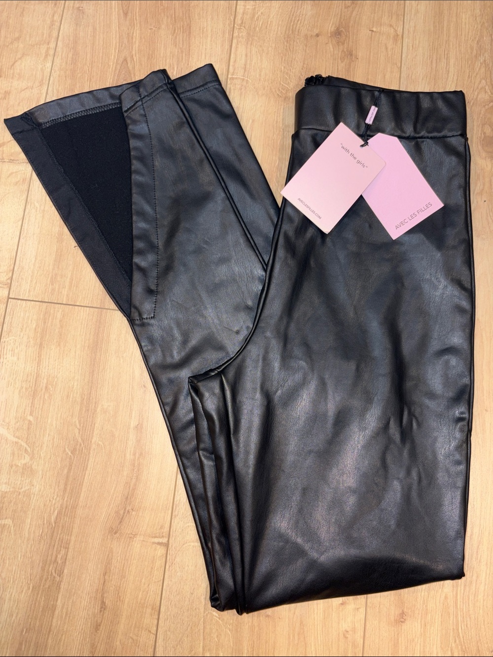Slit Leg Flare Faux Leather Leggings